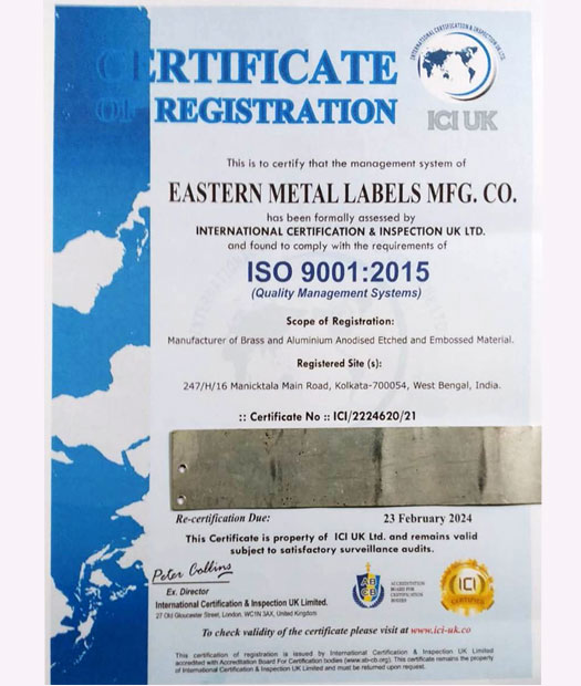 Eastern Metal Labels Mfg. Co. - Metal Name Plates Manufacturer In Kolkata, Aluminium Anodized Name Plates Manufacturer In Kolkata, Stainless Steel Name Plates Manufacturer In Kolkata, Metal Labels Manufacturer In Kolkata